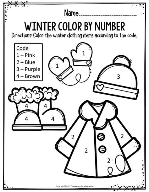 Try these winter worksheets to get your child excited about the season and its holidays. Preschool Worksheets Winter Color By Number Clothing Items ...
