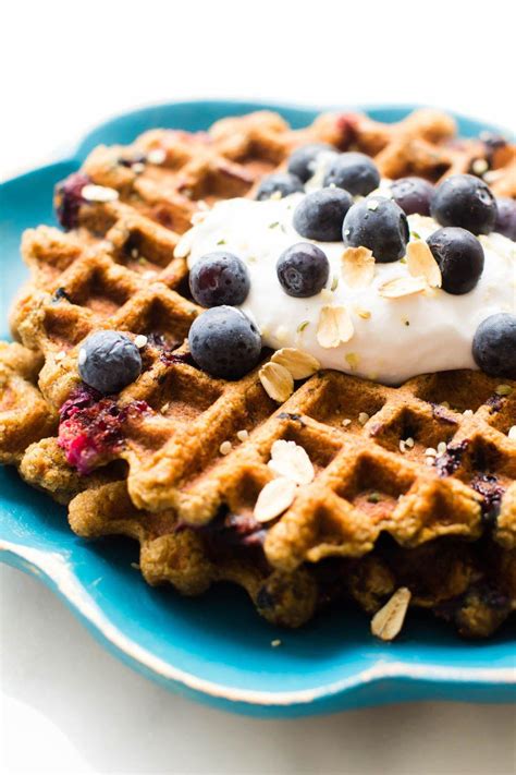 Blueberry Oat Flour Waffles Recipe To Try Vegan