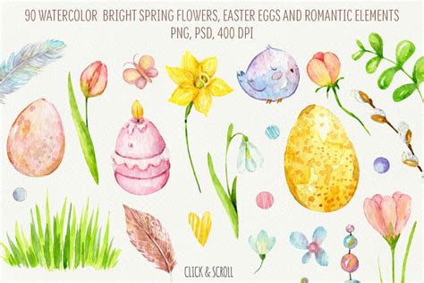 Hello Spring Watercolor Set Masterbundles