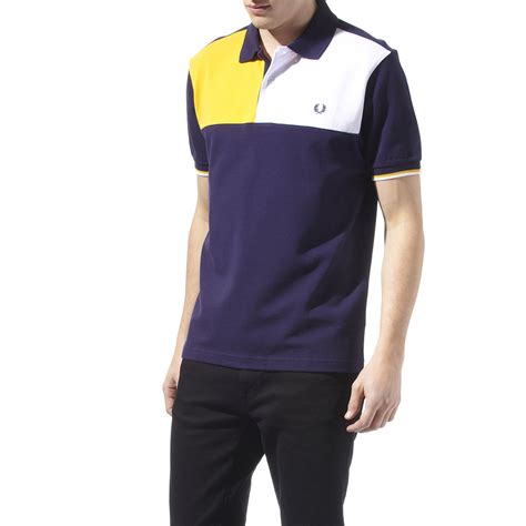 fred perry cut and sew polo shirt in blue for men carbon lyst