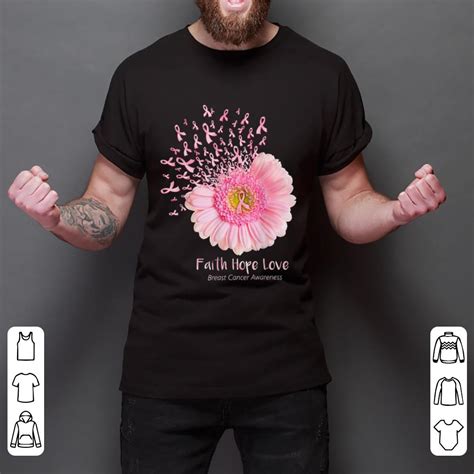 Original Faith Hope Love Breast Cancer Awareness Pink Daisy Flower