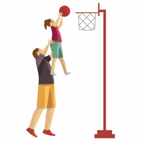 basketball game dad playing father daughter fatherhood playing basketball illustration