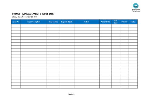 Project Issue Log Template Project Issue Register Template Slidemodel