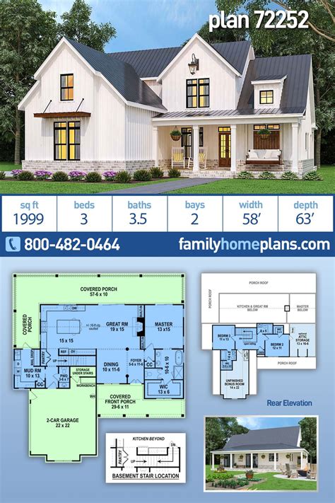 Modern Farmhouse Style Plan With 1999 Sq Ft 3 Beds 4 Baths And A 2