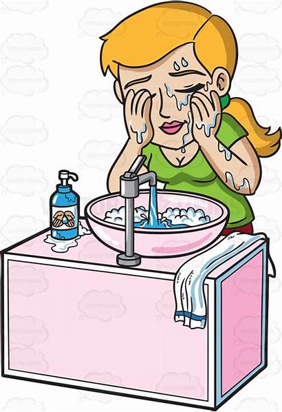 Wash Washing Face Clipart Cartoon Hands Going