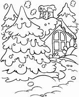 Iarna Colorat Peisaje Brazi Planse Zima Peisaj Bojanke Afraid Lilbitty sketch template