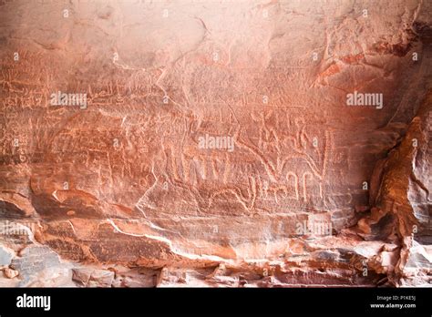 Ancient Nabataean Rock Inscription In Khazali Canyon Early Arabic