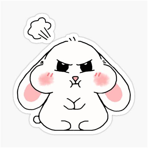 Cute Angry Rabbit Sticker For Sale By Shiuen Redbubble