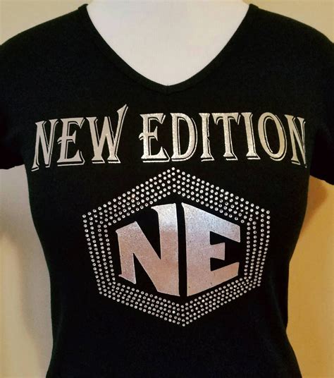 New Edition Rhinestone And Silver Foil T Shirt 80s And
