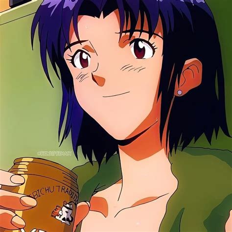 Eng Short Haired Misato Classic Misato With Beer We Really Love Doing These Edits With Her