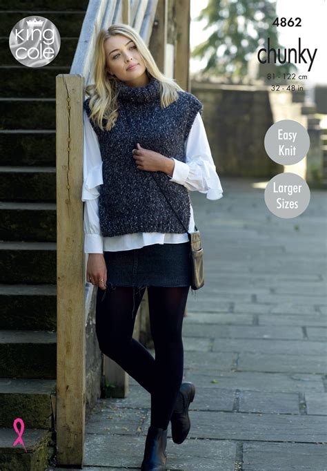 Easy to Follow Ladies' Tabards Knitted in Indulge Chunky Knitting Patterns - King Cole