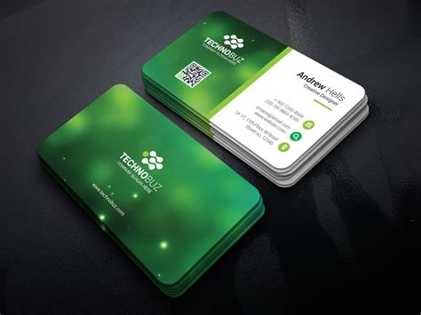 Modern blue geometric style business card vector illustration. Green Technology Business Card Template · Graphic Yard ...