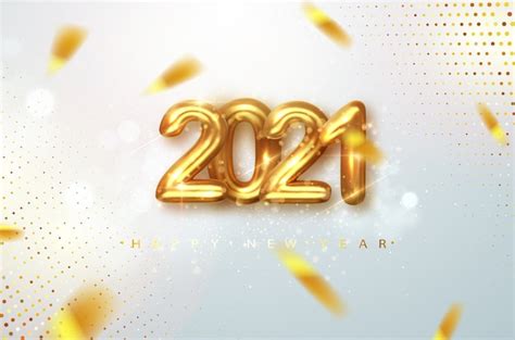 Premium Vector 2021 Happy New Year Gold Design Metallic Numbers Date