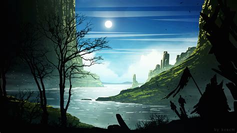 Download River Nature Fantasy Landscape Hd Wallpaper By Michal Kváč