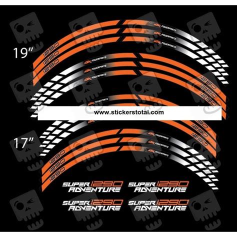 Ktm 1290 Super Adventure Wheel Stickers Decals Rim Stripes Laminated Orange