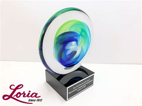 Art Glass Disk Glass Award Trophy Loria Awards