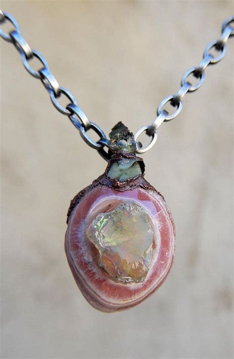 Crystal Heart Amulet With Rhodochrosite Fire Opal And Etsy Crystal