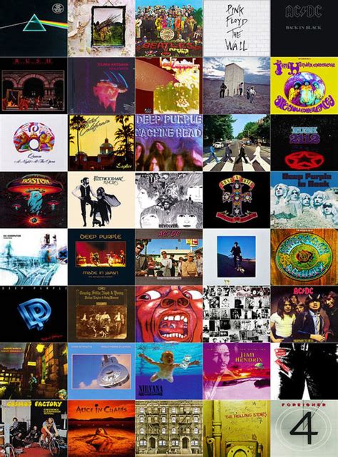 Top 40 Classic Rock Albums Of All Time Poster Canvas Print Wooden