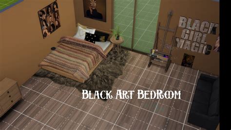 Black Art Bed Room The Sims 4 Speed Build Cc Links Youtube