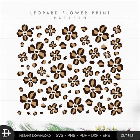 Leopard Flower Print Samless Pattern Instant Svg Cheetah Etsyde
