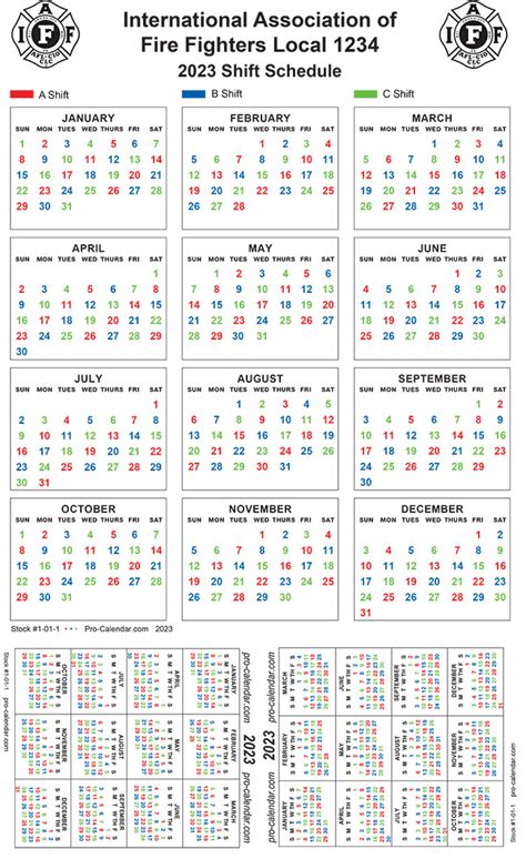 Firefighter Shift Calendars And Stock Schedules Pro Calendar