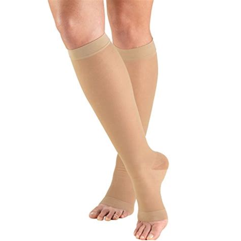 Truform Sheer Compression Stockings 15 20 Mmhg Womens Knee High Length Open Toe 20 Denier