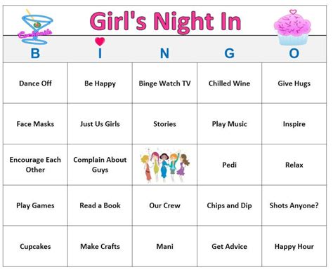 Girls Night In Party Bingo Game 30 Cards Fun And Friends Bingo Etsy