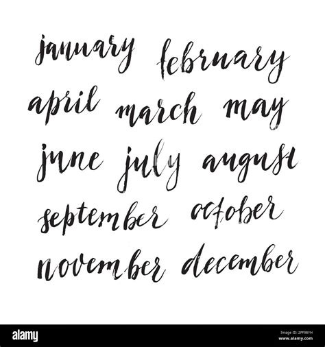 Month Name Black And White Stock Photos And Images Alamy