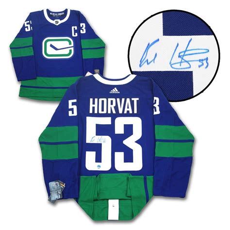 bo horvat vancouver canucks signed stick logo alt adidas authentic hockey jersey nhl auctions