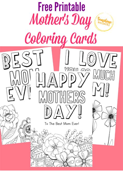 Free Printable Mothers Day Coloring Cards Sunshine Whispers