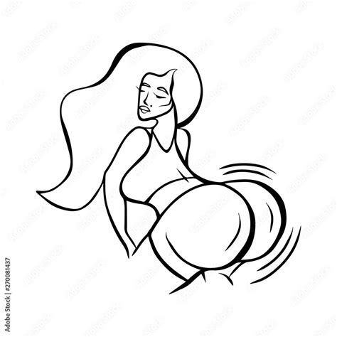 Twerk Dance Girl Beautiful Cartoon Woman Character With Long Hair Big Booty Vector