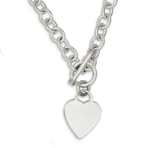 925 Sterling Silver Heart Fancy Link Toggle Necklace Walmart Canada