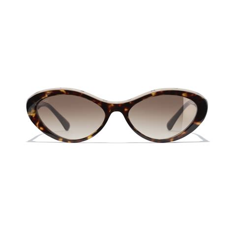 Chanel Oval Sunglasses Dark Tortoise Brown Chanel Eyewear Avvenice