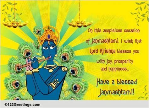 Lord Krishna Blesses You Free Janmashtami Ecards Greeting Cards