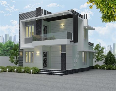 Exterior Modern Duplex House Front Elevation Designs Images