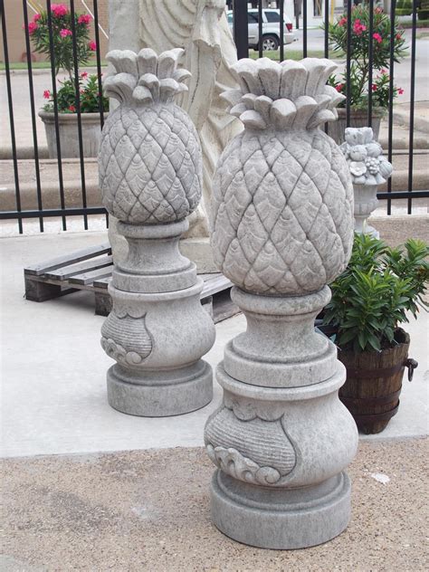 Pair of Carved Limestone Pineapple Finials on Pedestals - Le Louvre ...