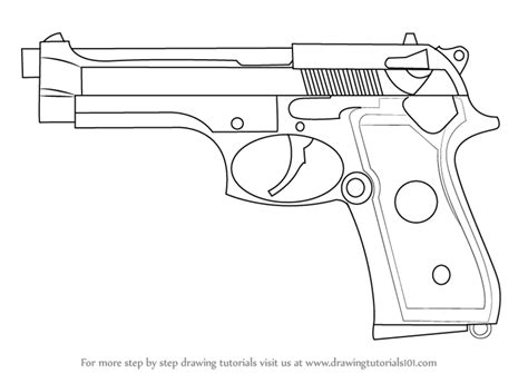 Learn How To Draw A Beretta 92 Pistol Pistols Step By Step Drawing
