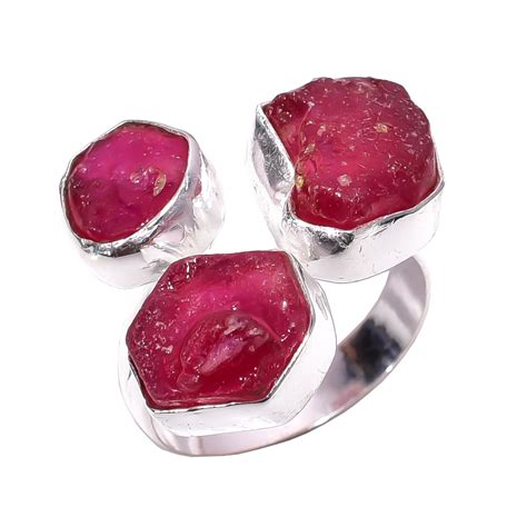Ruby Raw Gemstone 925 Sterling Silver Ring