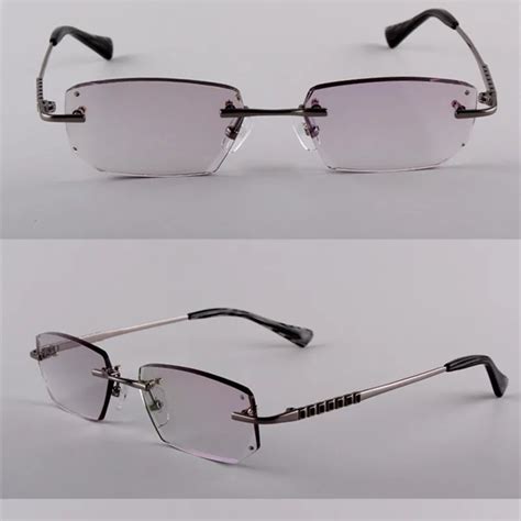 Finished Prescription Glasses Men Titanium Rimless Eyeglasses Frame With Eyes Prescription