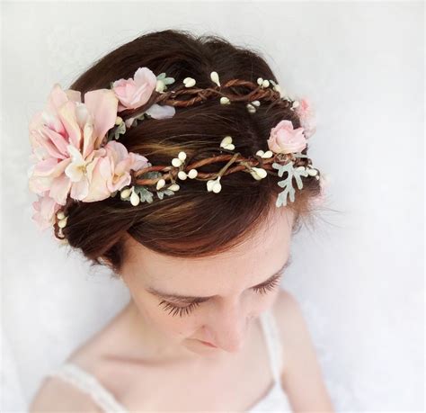 Romantic Pink Flower Bridal Headpiece Flower Crown Wedding