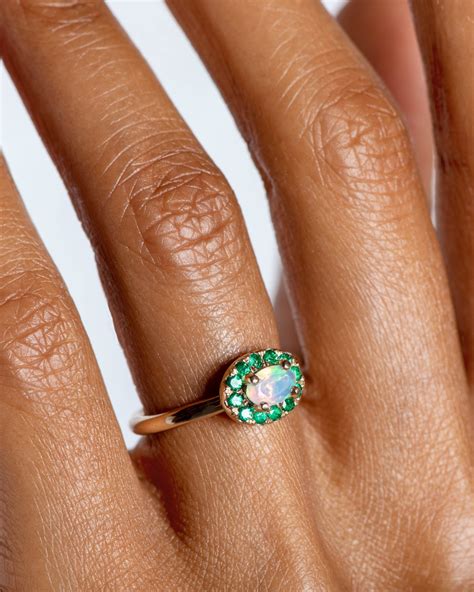 Dasha Diamond Oval With Emerald Halo Ring Bario Neal