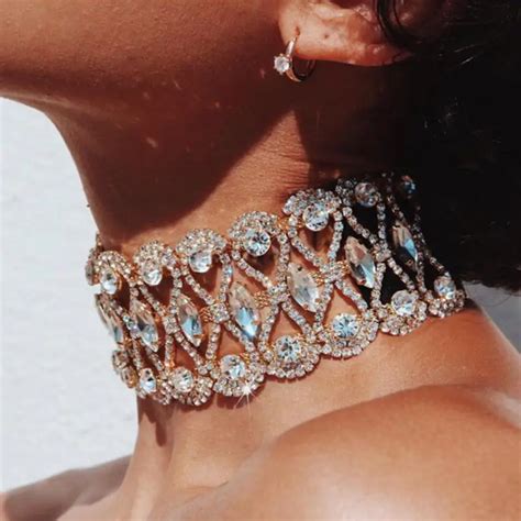 Fashion Luxury Full Big Rhinestone Choker Crystal Statement Necklace