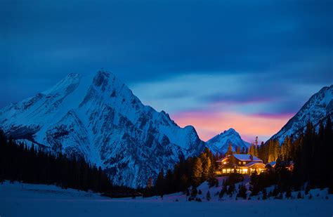 House On Winter Night In The Mountains Fondo De Pantalla Hd Fondo De