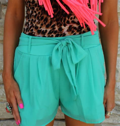 Turquoise Bow Front Shorts Fashion Clothes Short Dresses