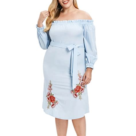 Buy Kenancy Women Plus Size Embroidered Dress Off