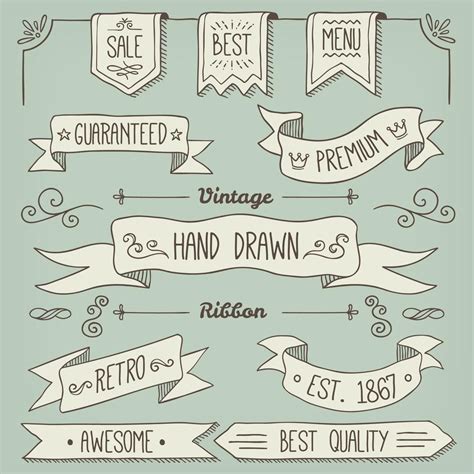 Hand Drawn Banners And Ribbons 663983 Vector Art At Vecteezy