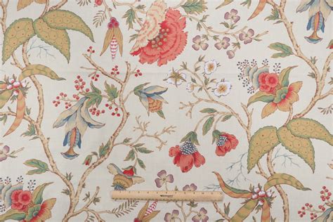 Thibaut Chinoiserie Floral F95341 Printed Drapery Fabric In Cream