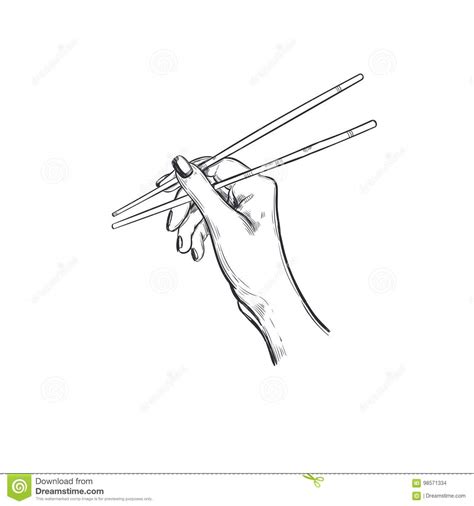 Chopsticks For Sushivector Hand Drawn Logo For Asian Food The Hand