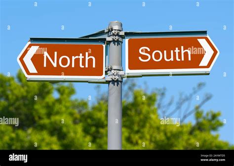 Sign Showing North And South Directions Concept Sign For The North And