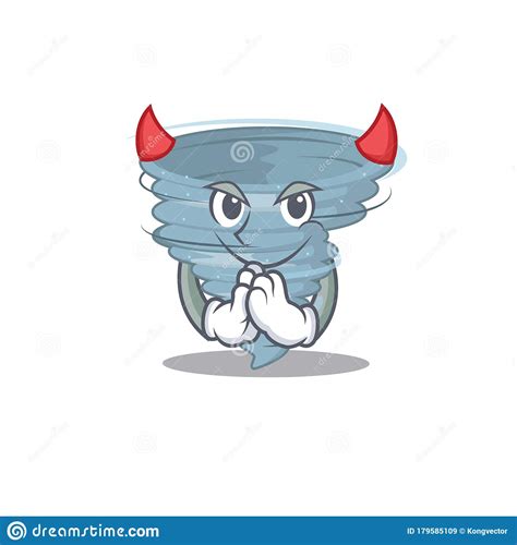 Tornado Dressed As Devil Cartoon Character Design Style Stock Vector